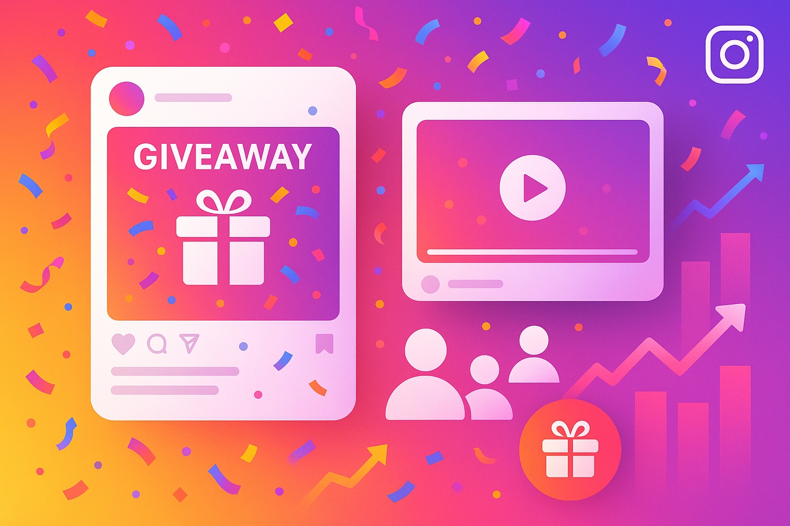 Instagram giveaway growth illustration