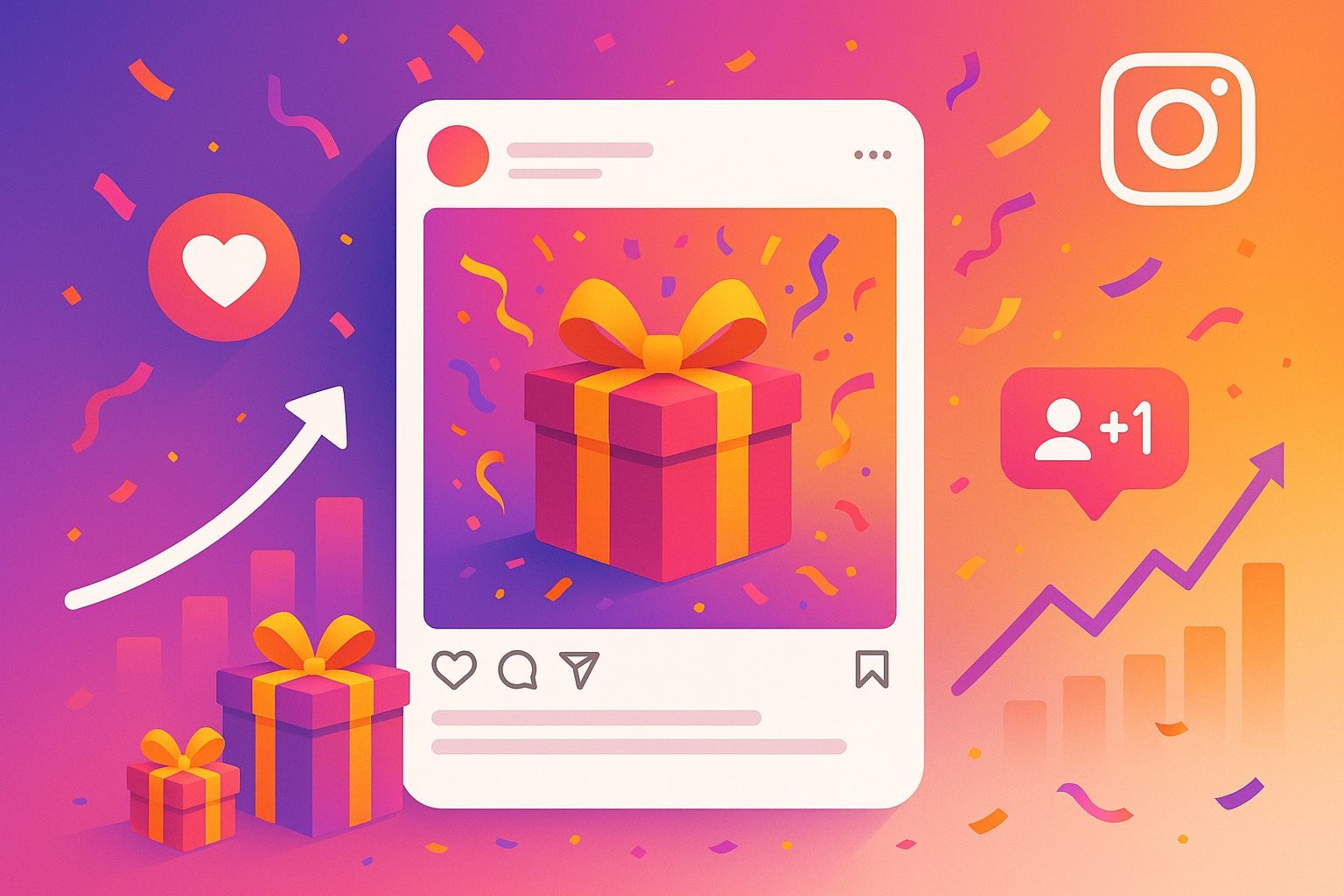 Instagram giveaway growth illustration
