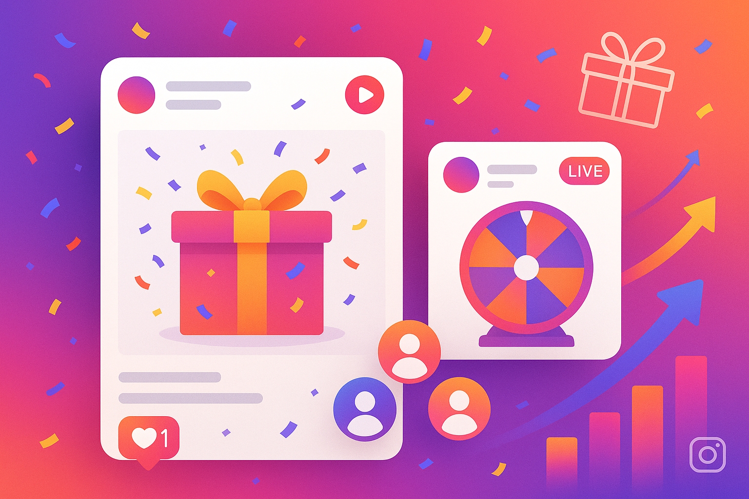 Instagram giveaway growth illustration
