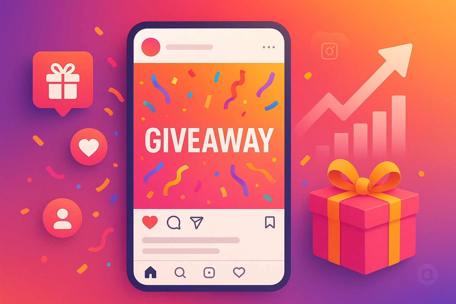 Instagram giveaway growth illustration
