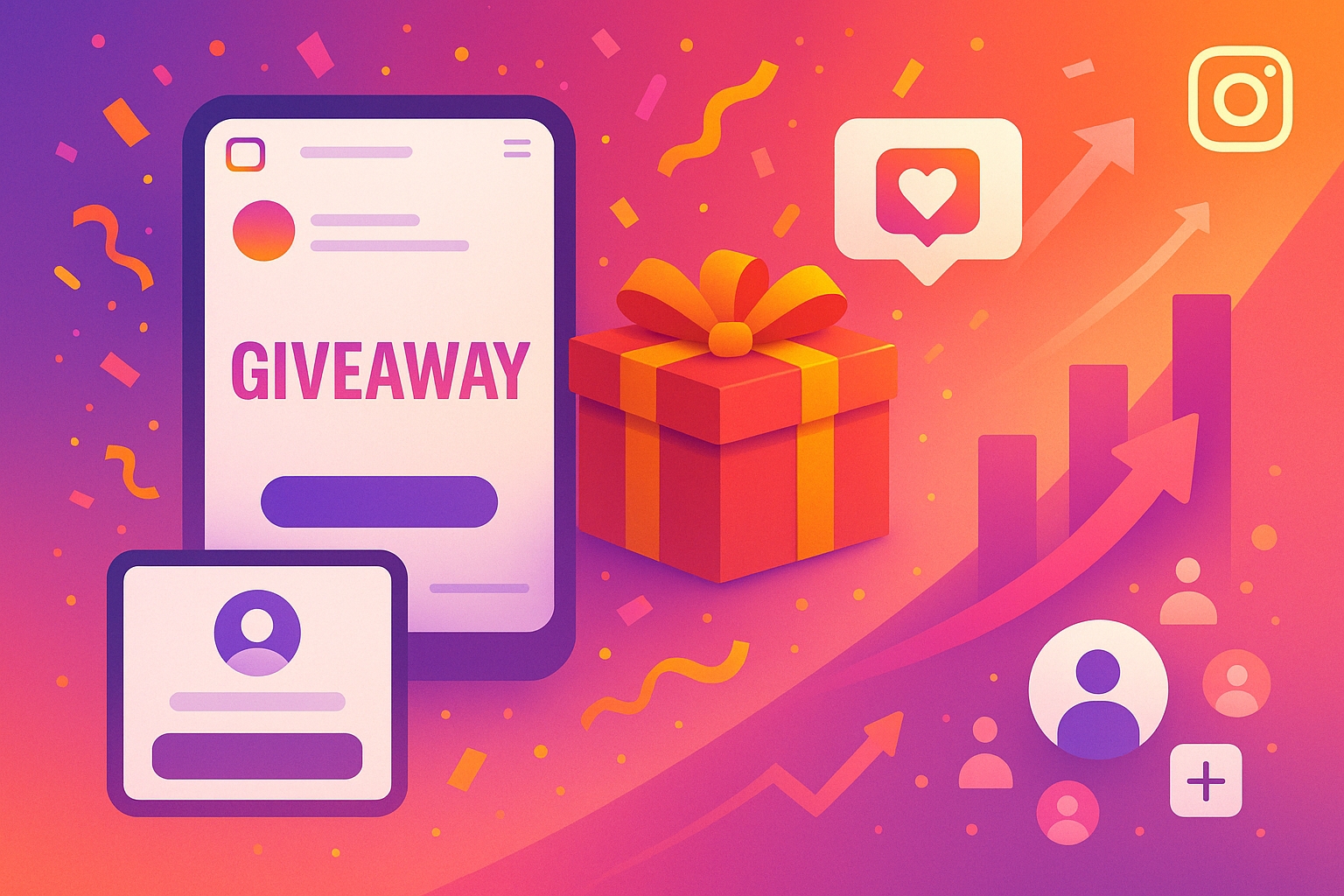 Instagram giveaway growth illustration
