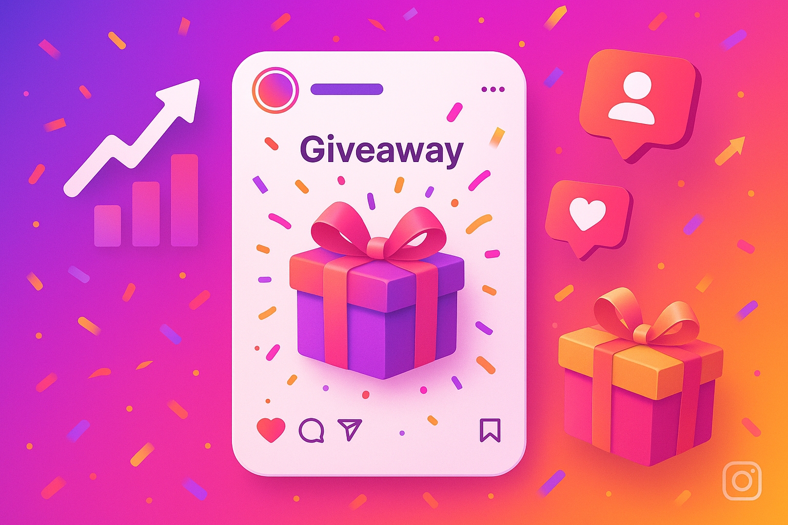 Instagram giveaway growth illustration