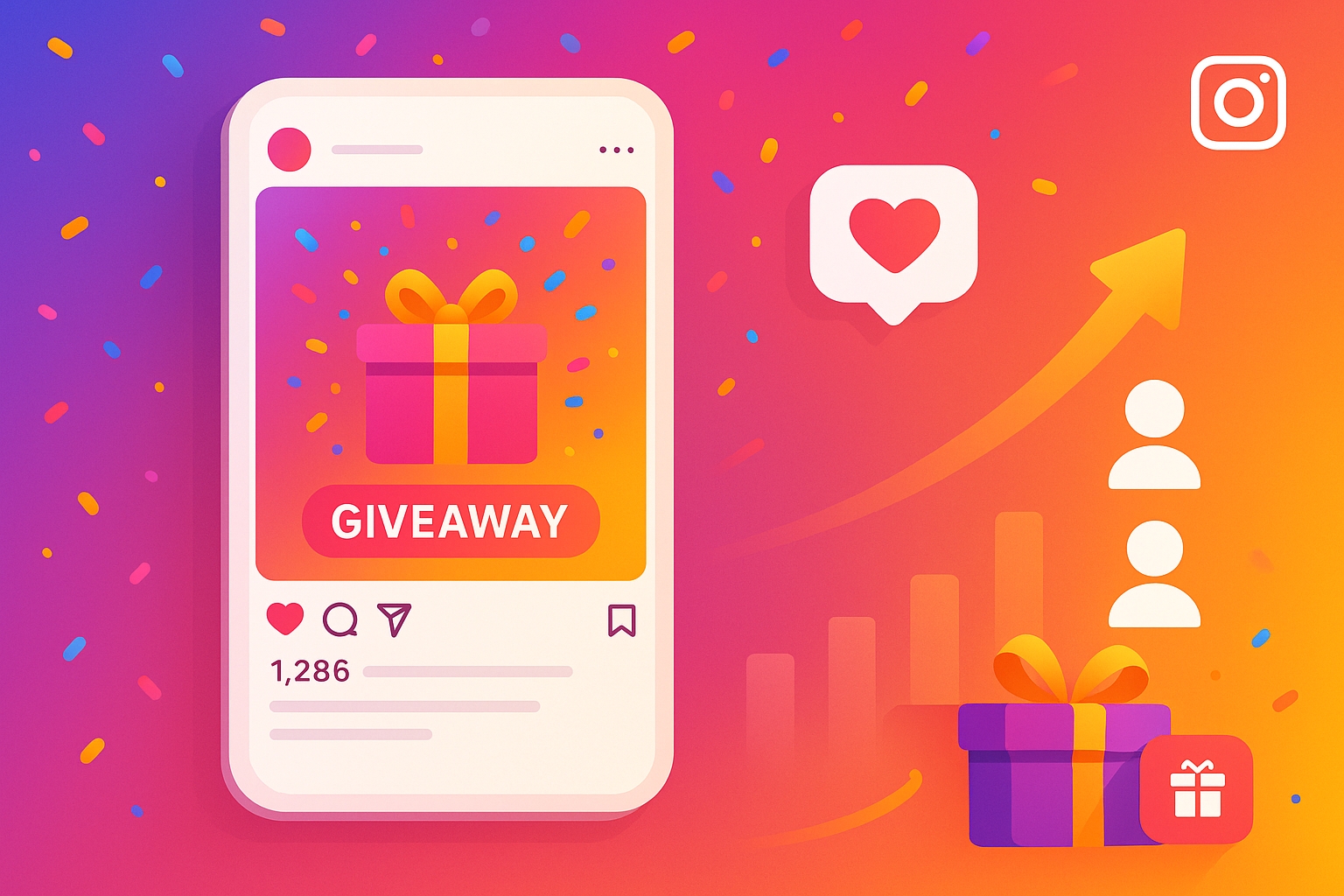 Instagram giveaway growth illustration