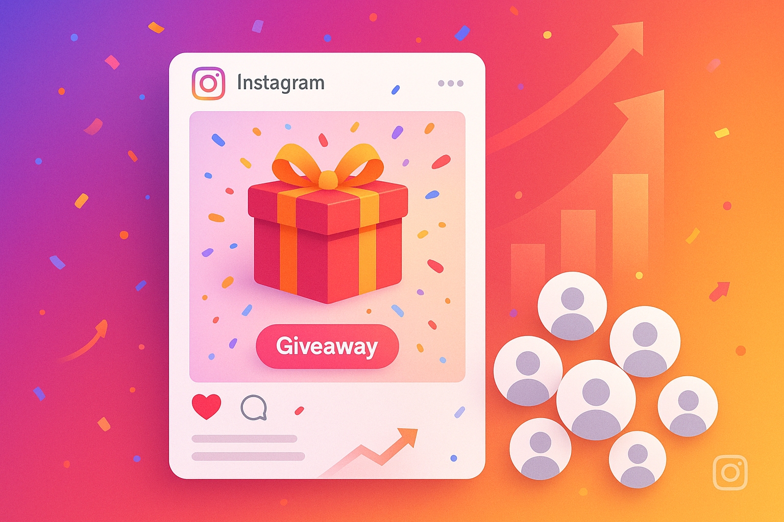Instagram giveaway growth illustration