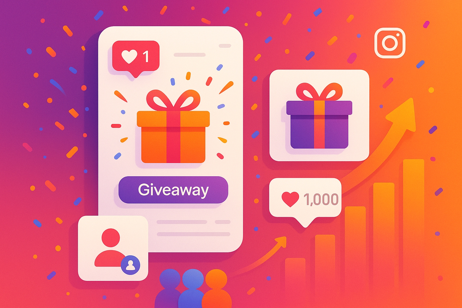 Instagram giveaway growth illustration