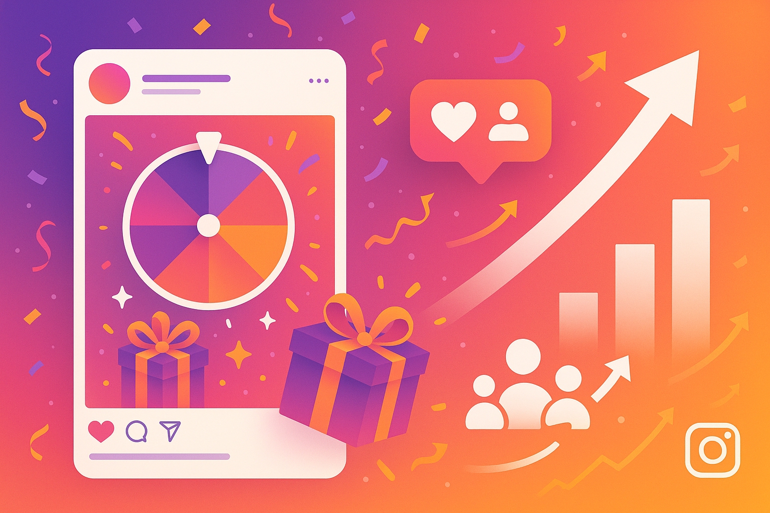 Instagram giveaway growth illustration