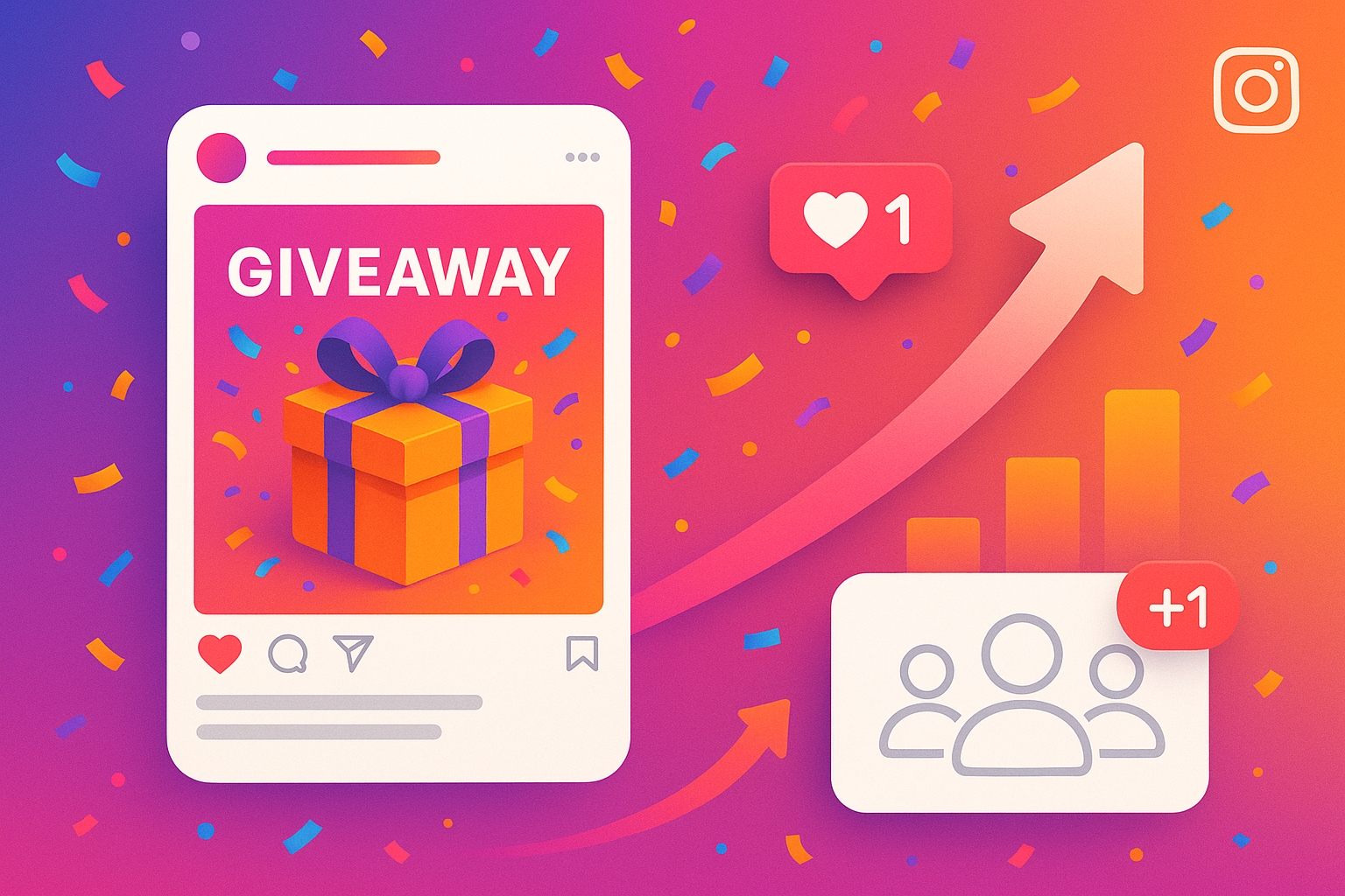 Instagram giveaway growth illustration