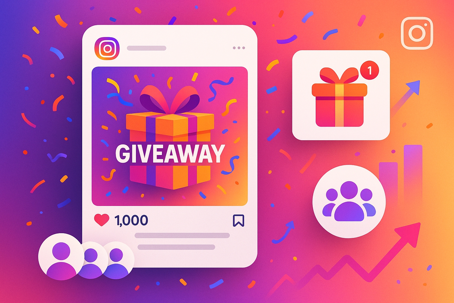 Instagram giveaway growth illustration