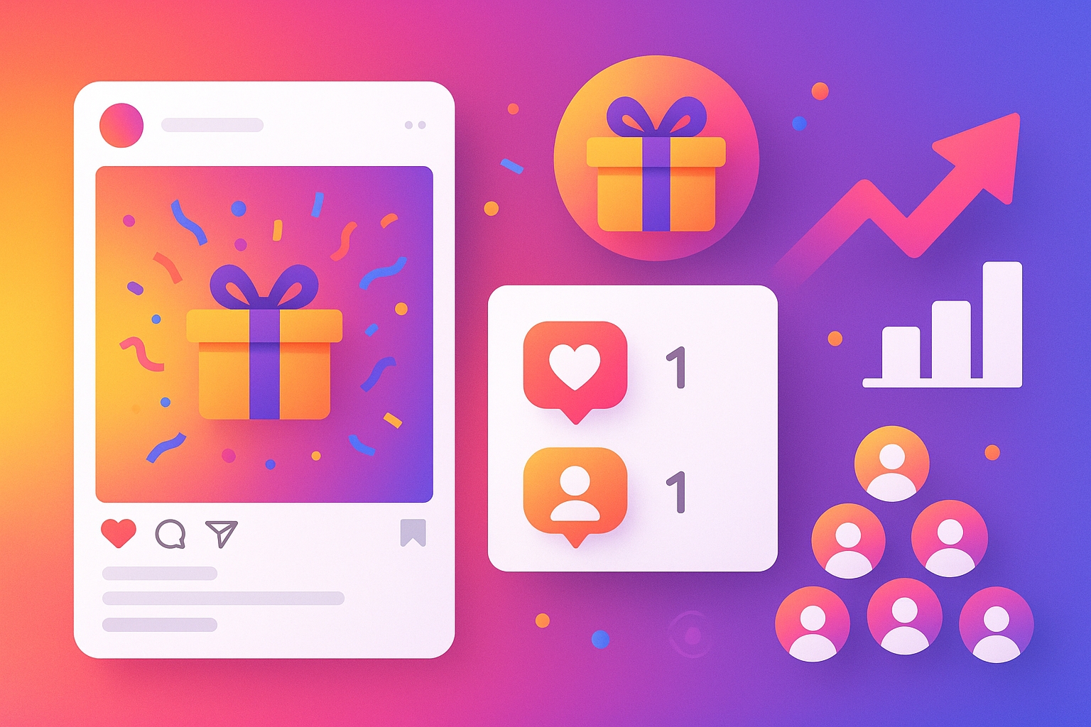 Instagram giveaway growth illustration