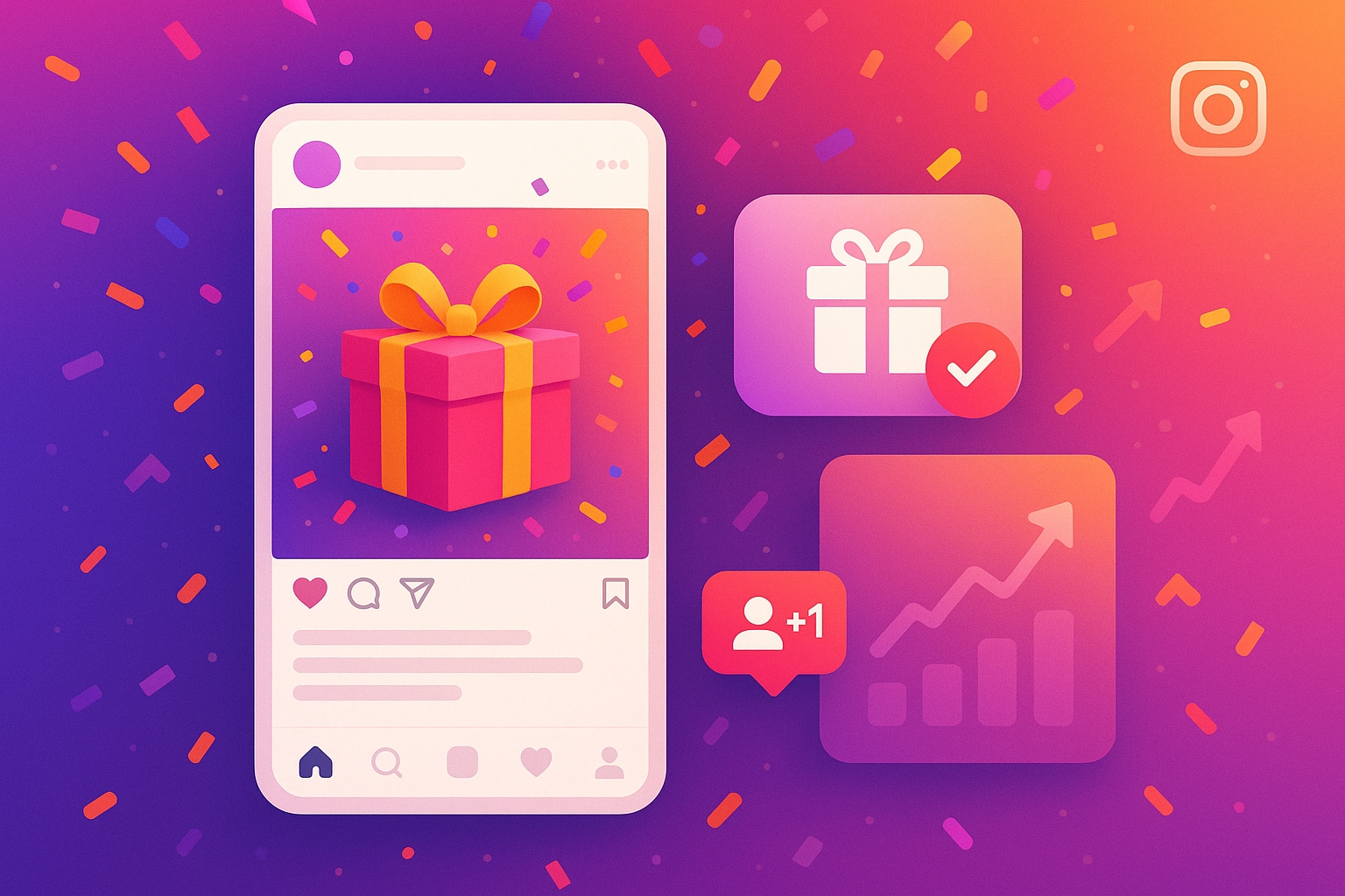 Instagram giveaway growth illustration
