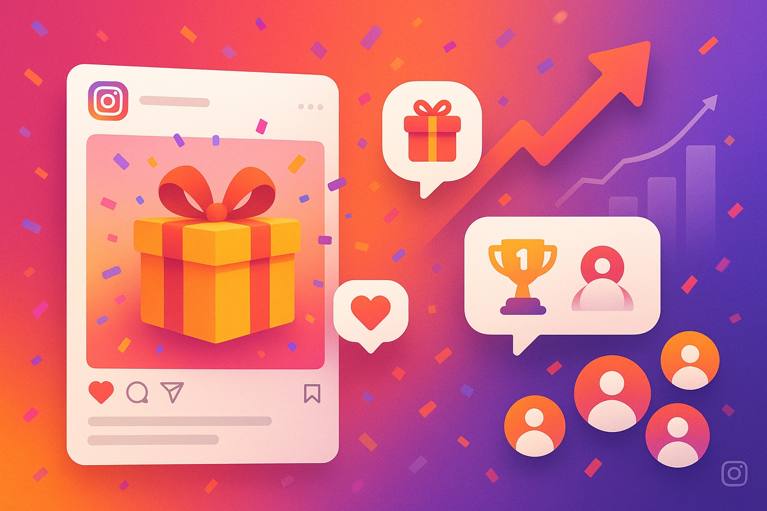 Instagram giveaway growth illustration