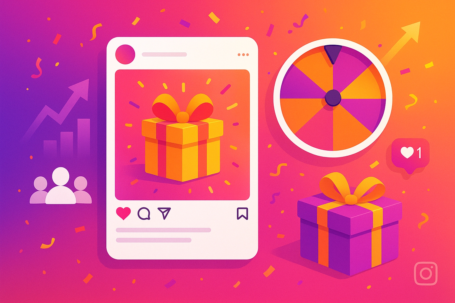 Instagram giveaway growth illustration