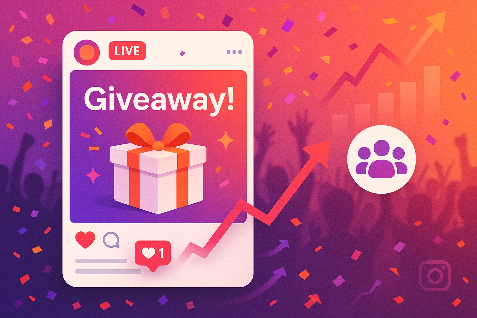 Instagram giveaway growth illustration