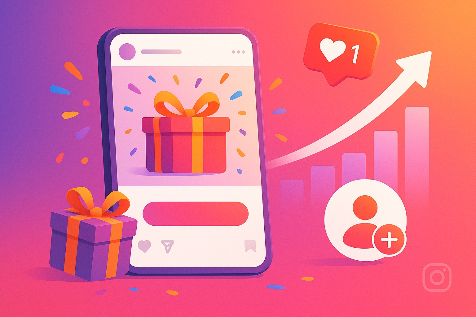 Instagram giveaway growth illustration