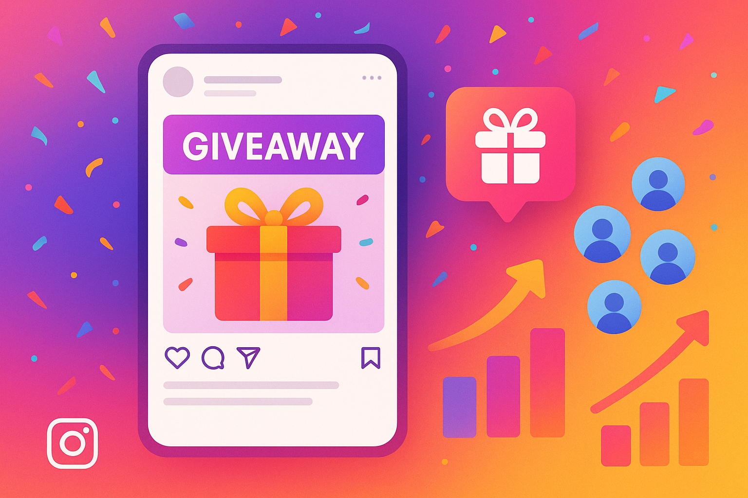 Instagram giveaway growth illustration