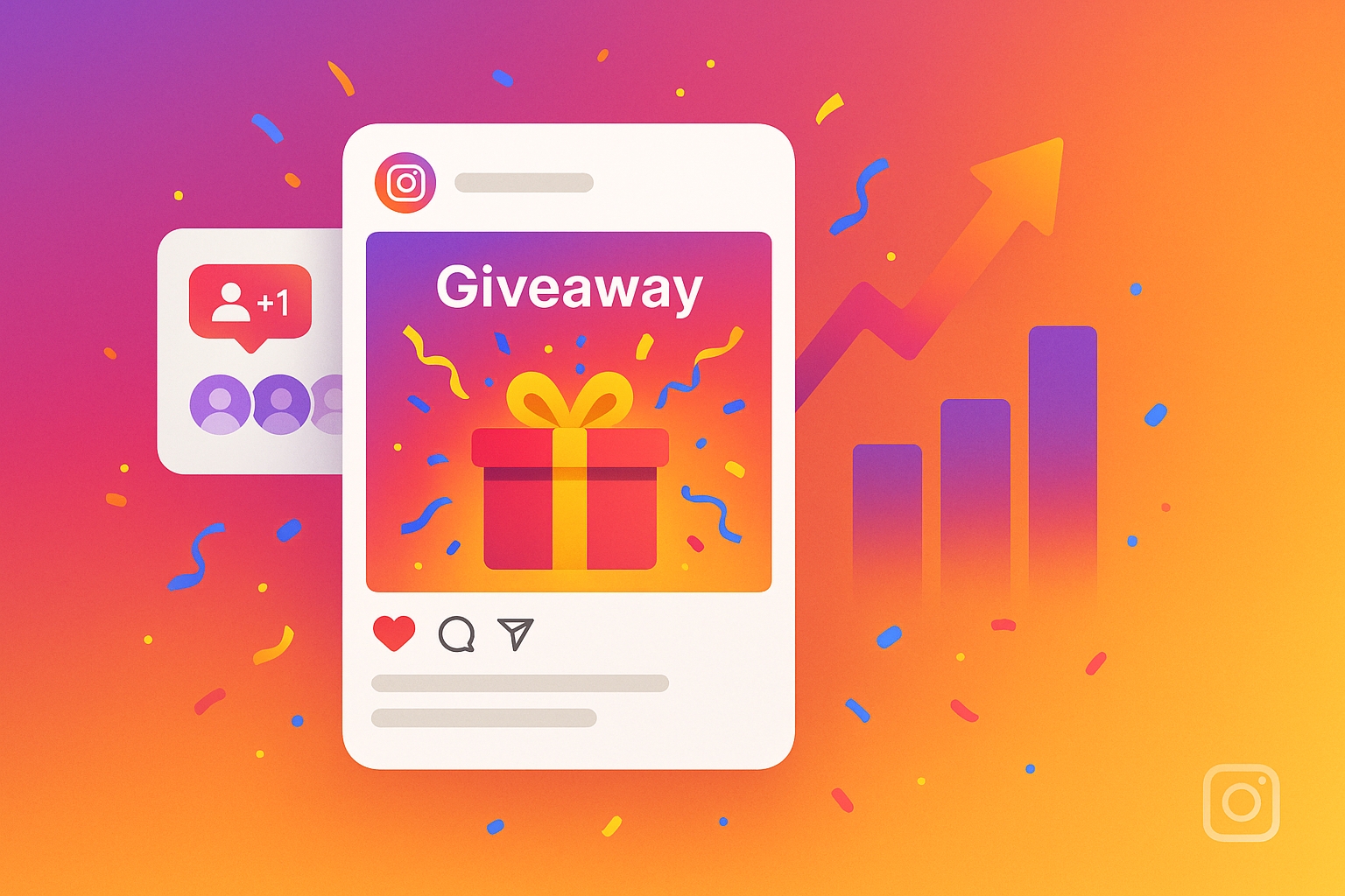 Instagram giveaway growth illustration