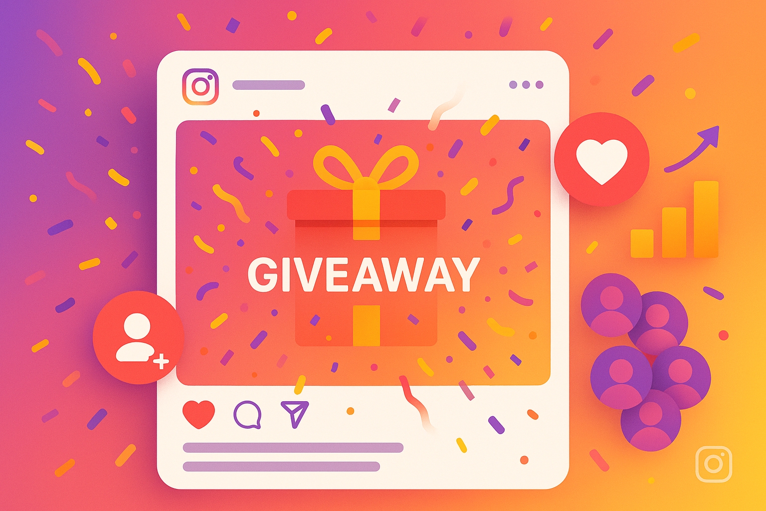 Instagram giveaway growth illustration