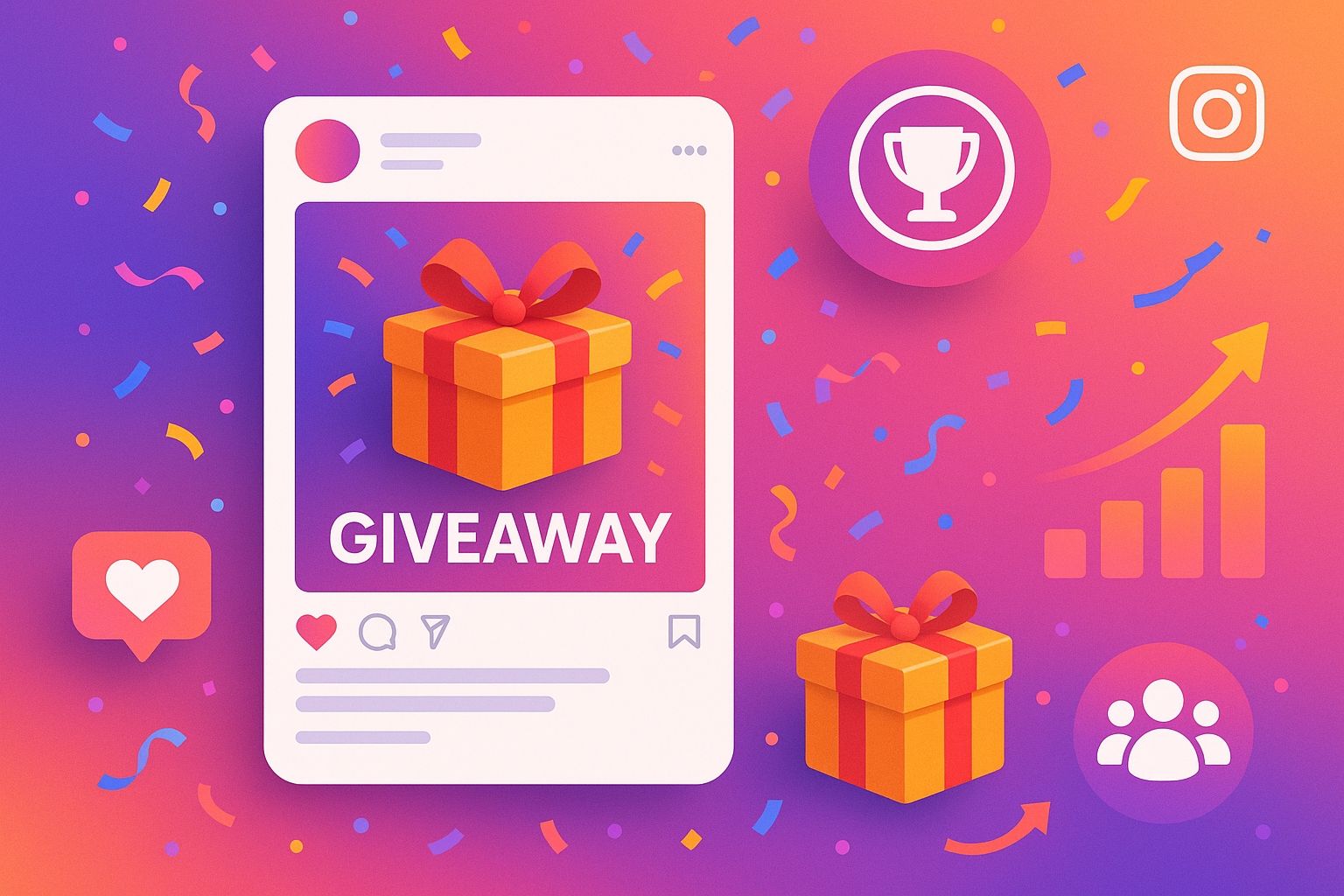 Instagram giveaway growth illustration