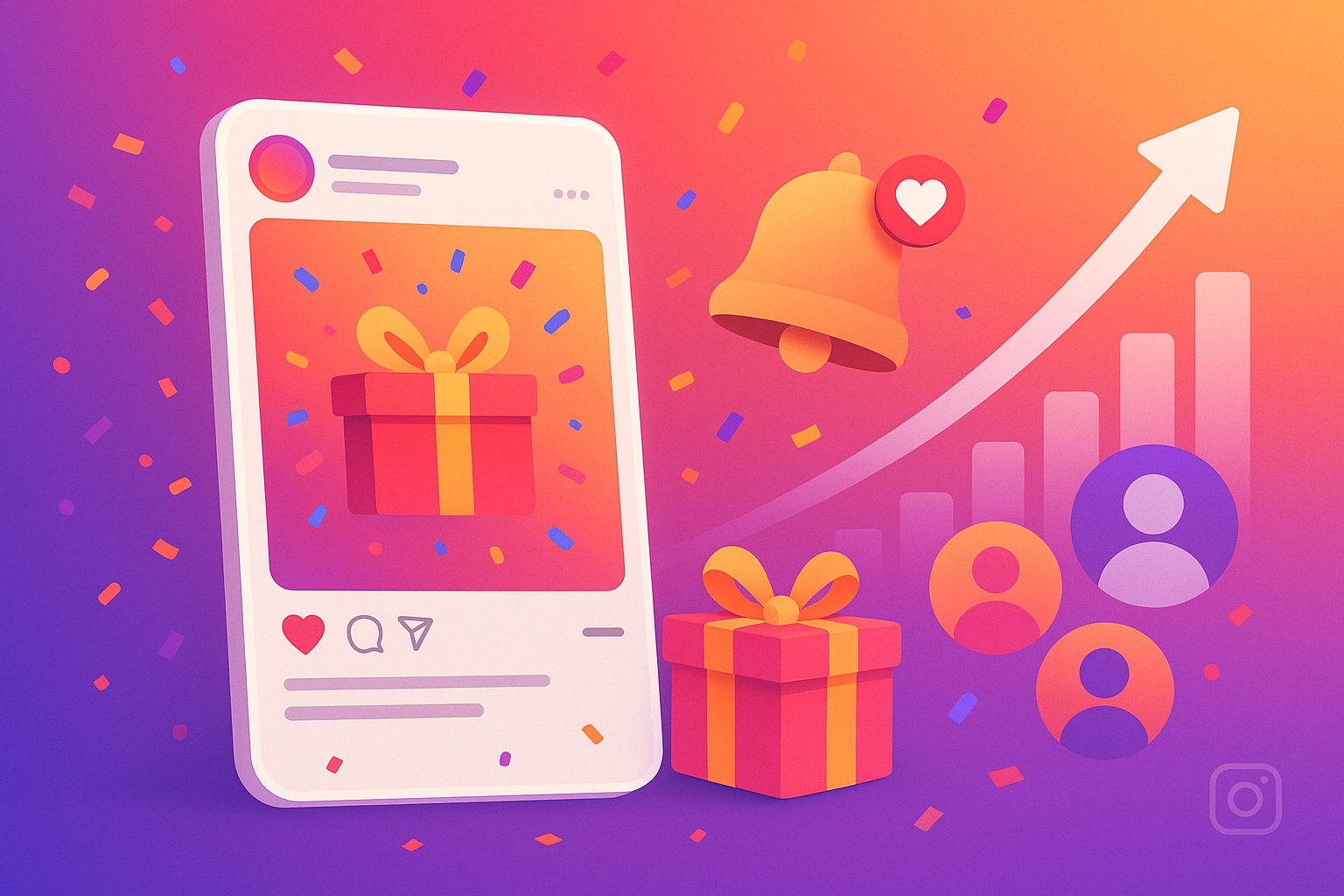 Instagram giveaway growth illustration