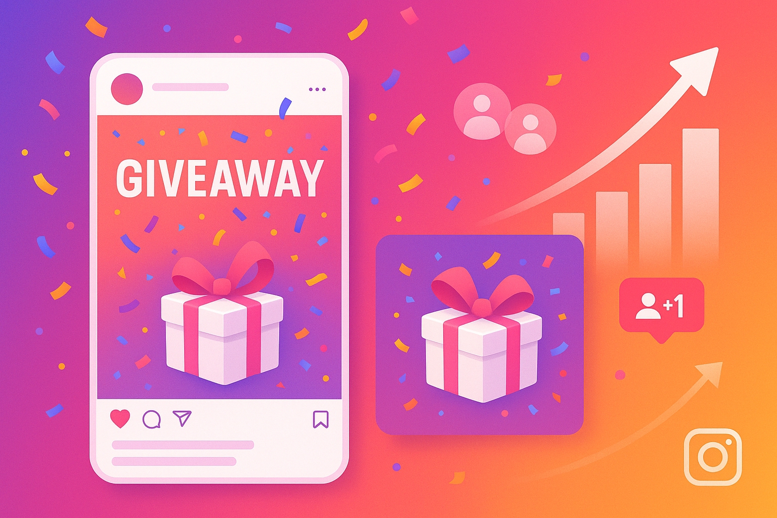 Instagram giveaway growth illustration