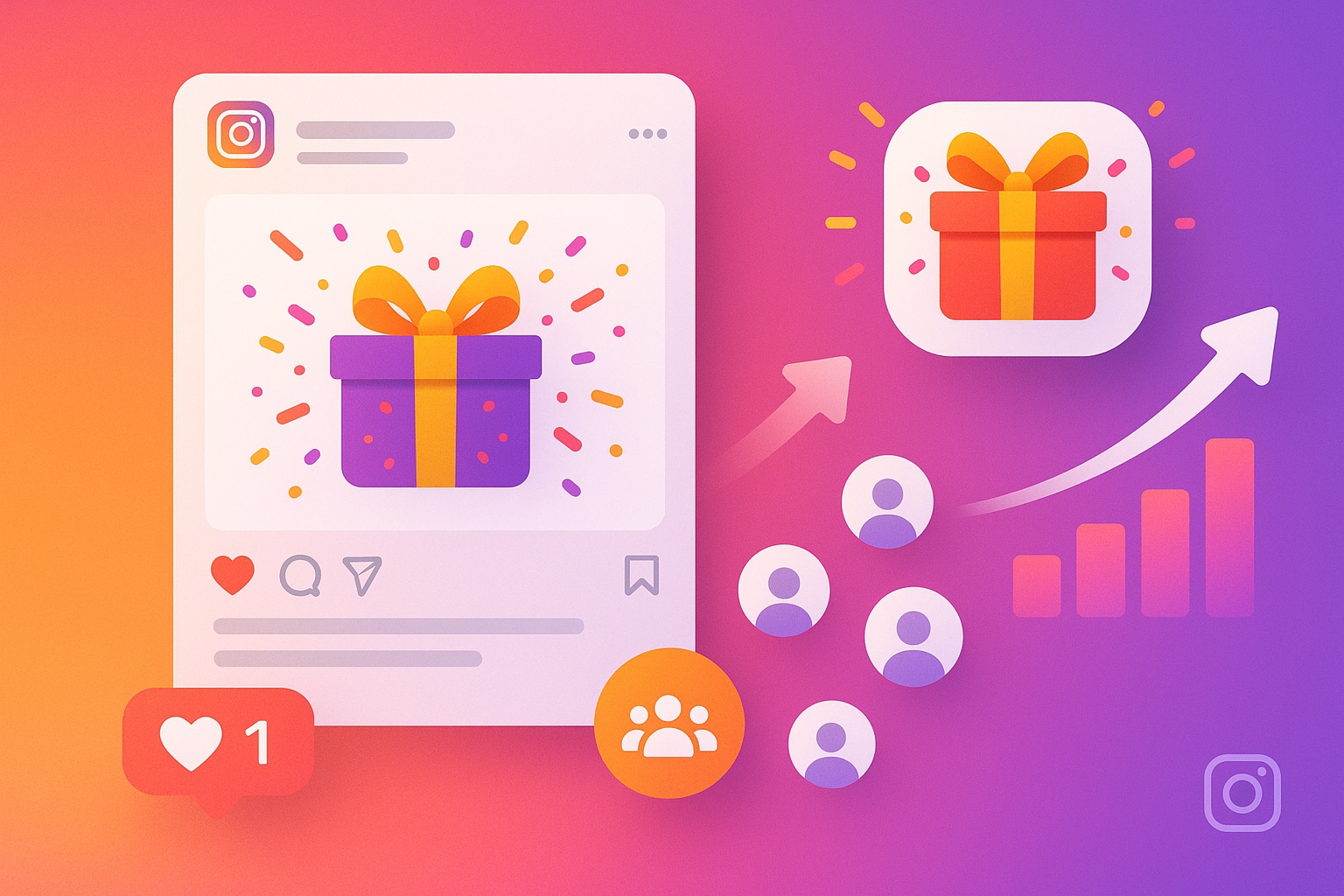 Instagram giveaway growth illustration