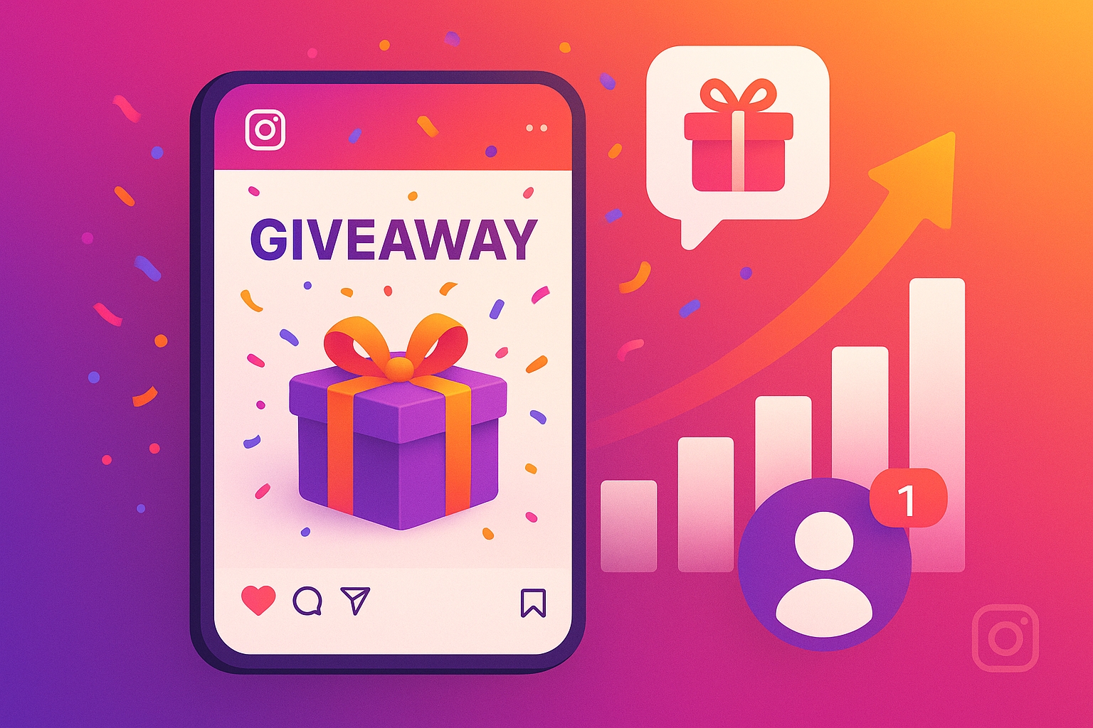 Instagram giveaway growth illustration