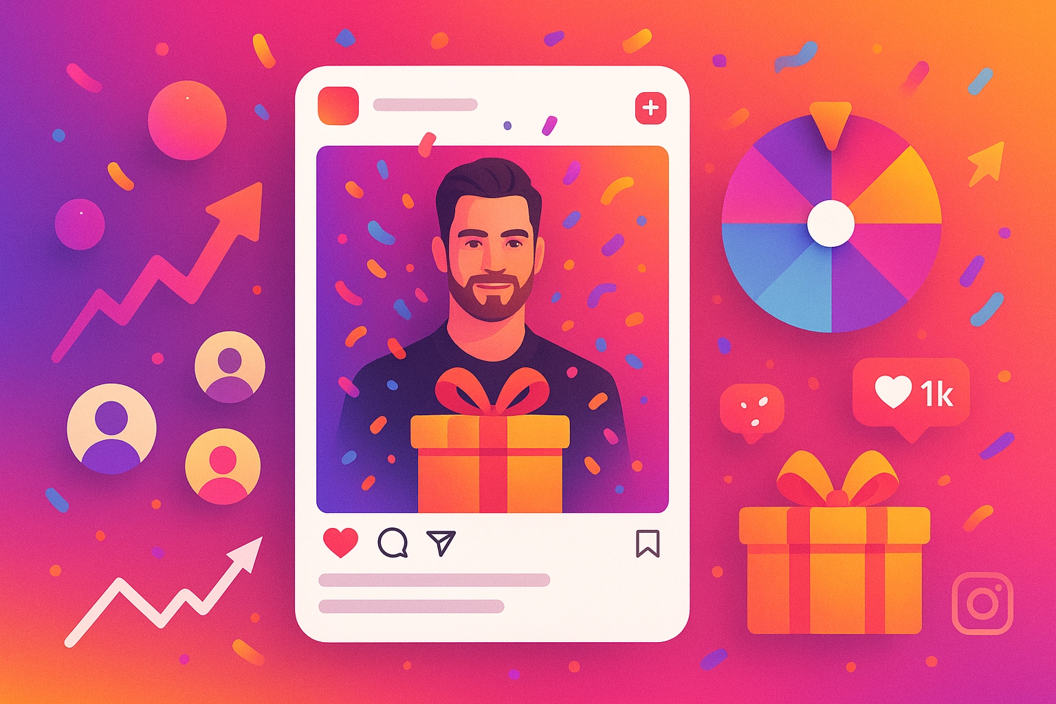 Instagram giveaway growth illustration