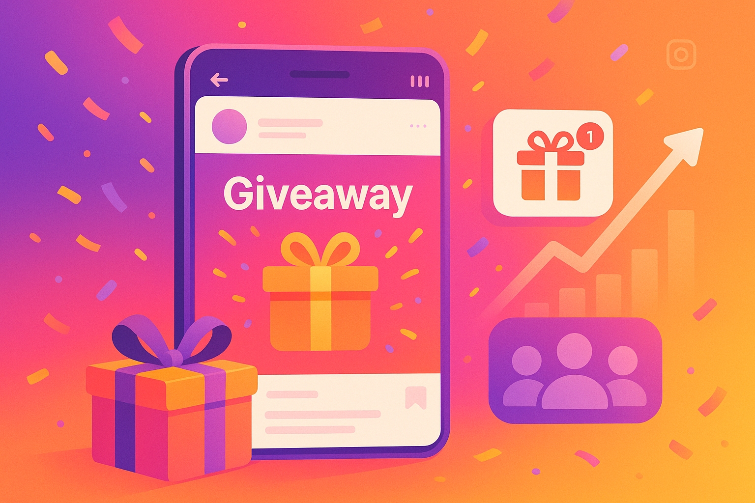 Instagram giveaway growth illustration