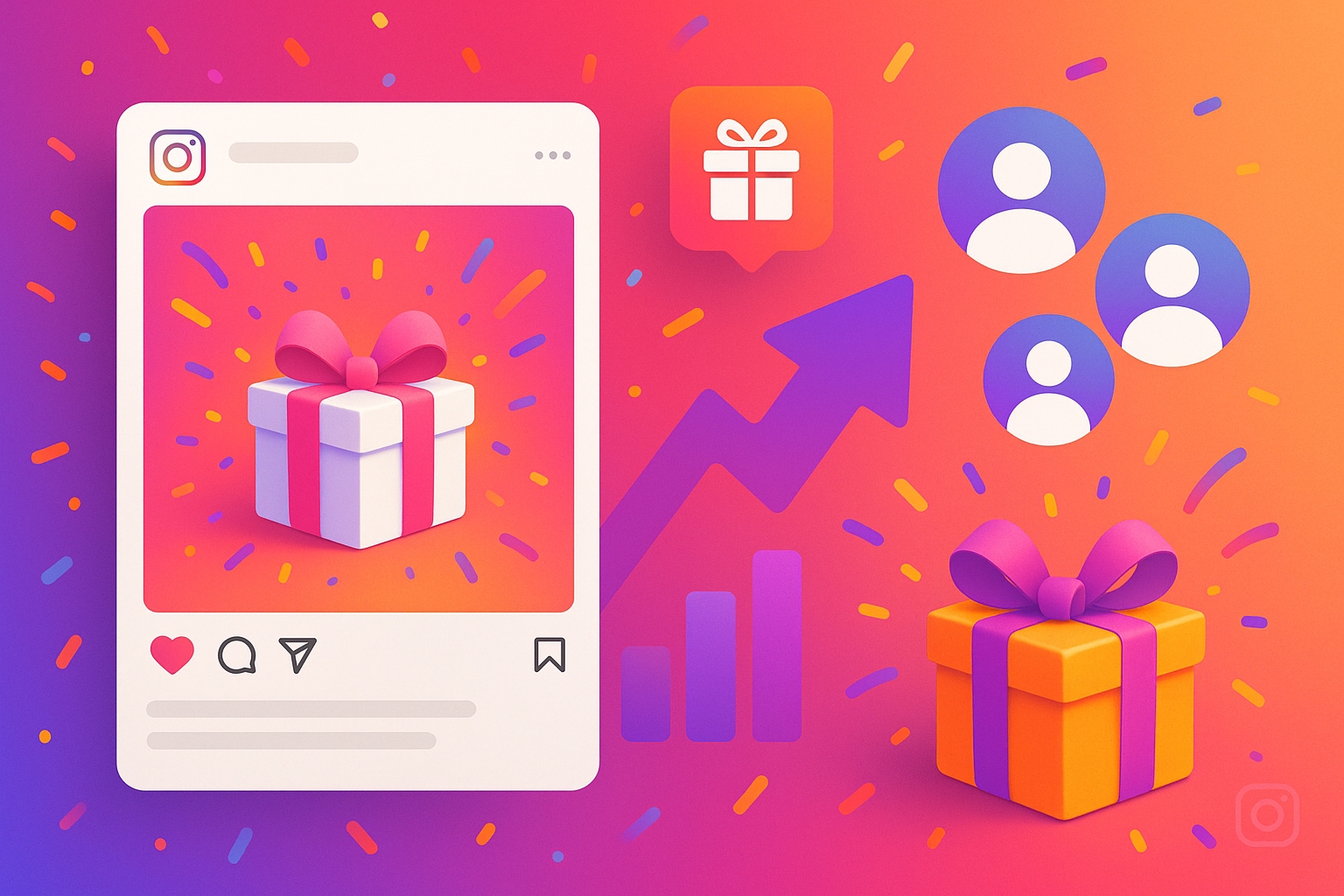 Instagram giveaway growth illustration