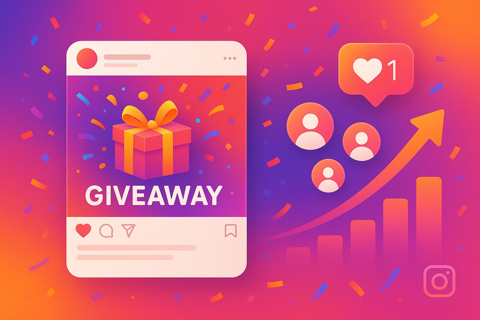 Instagram giveaway growth illustration