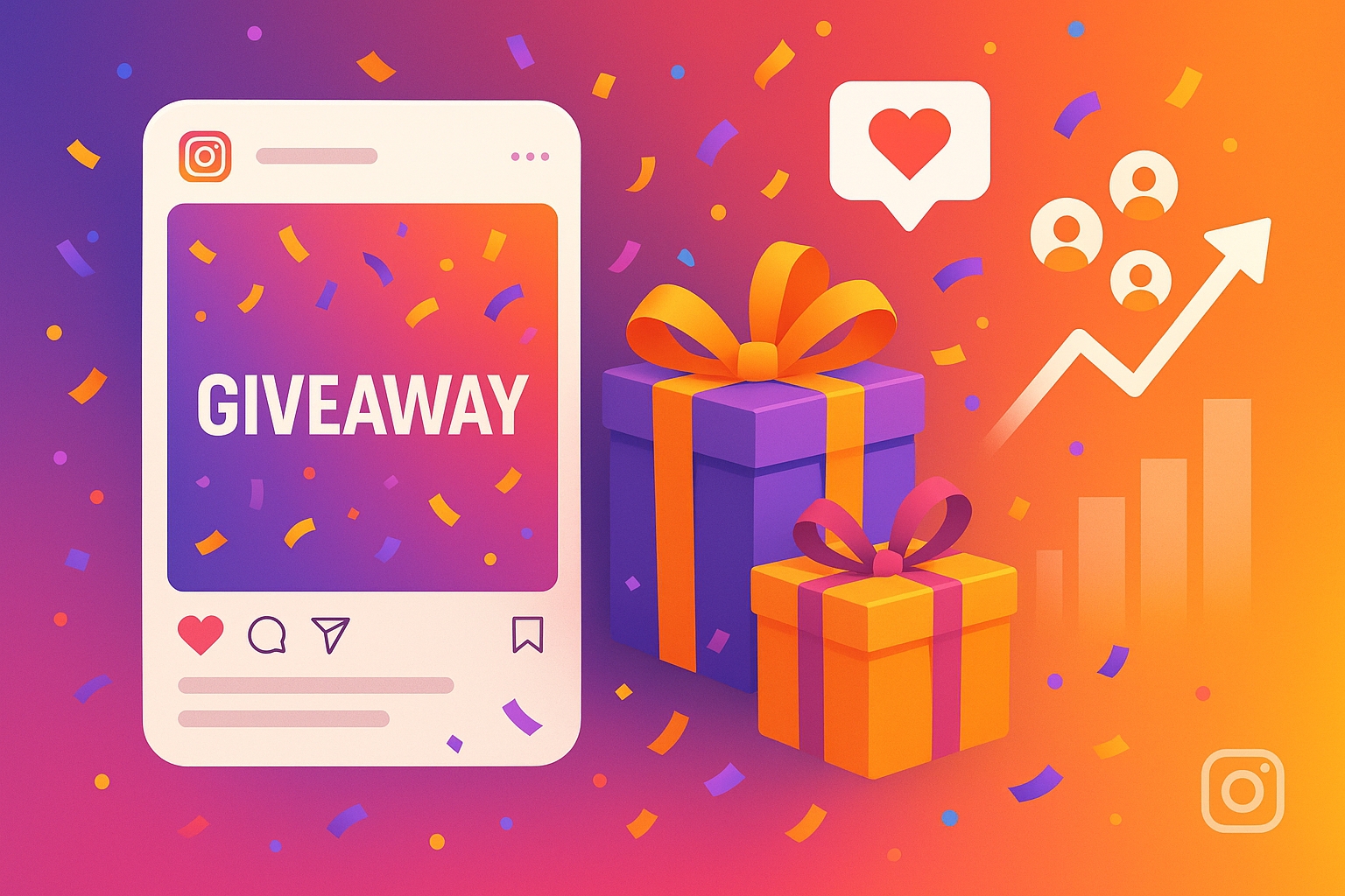 Instagram giveaway growth illustration