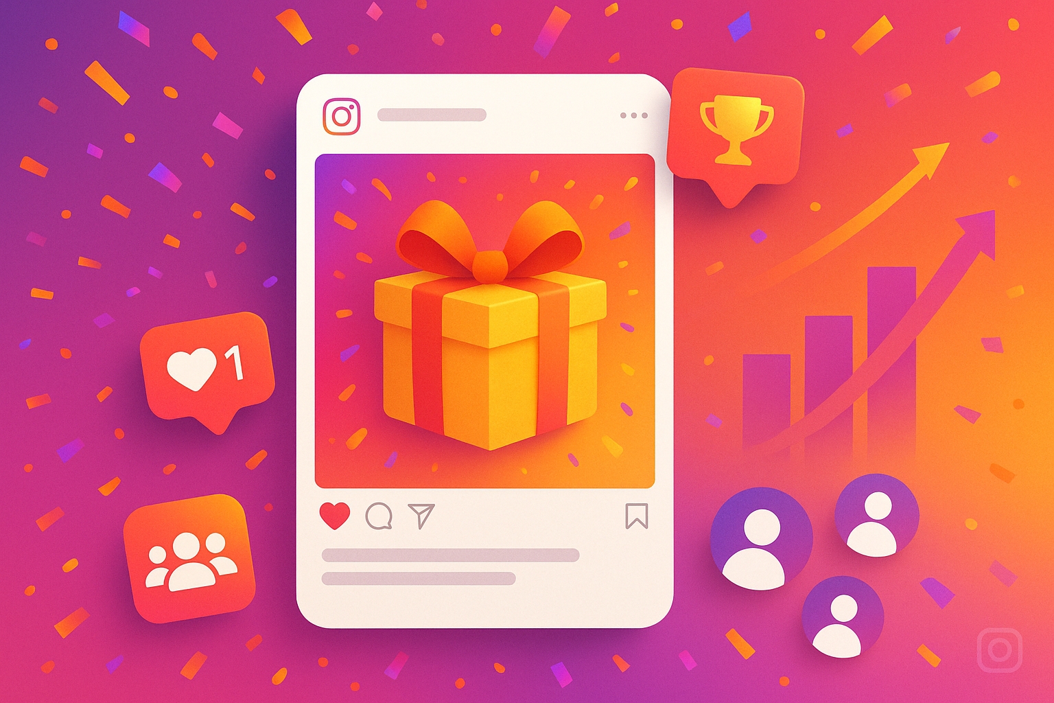 Instagram giveaway growth illustration
