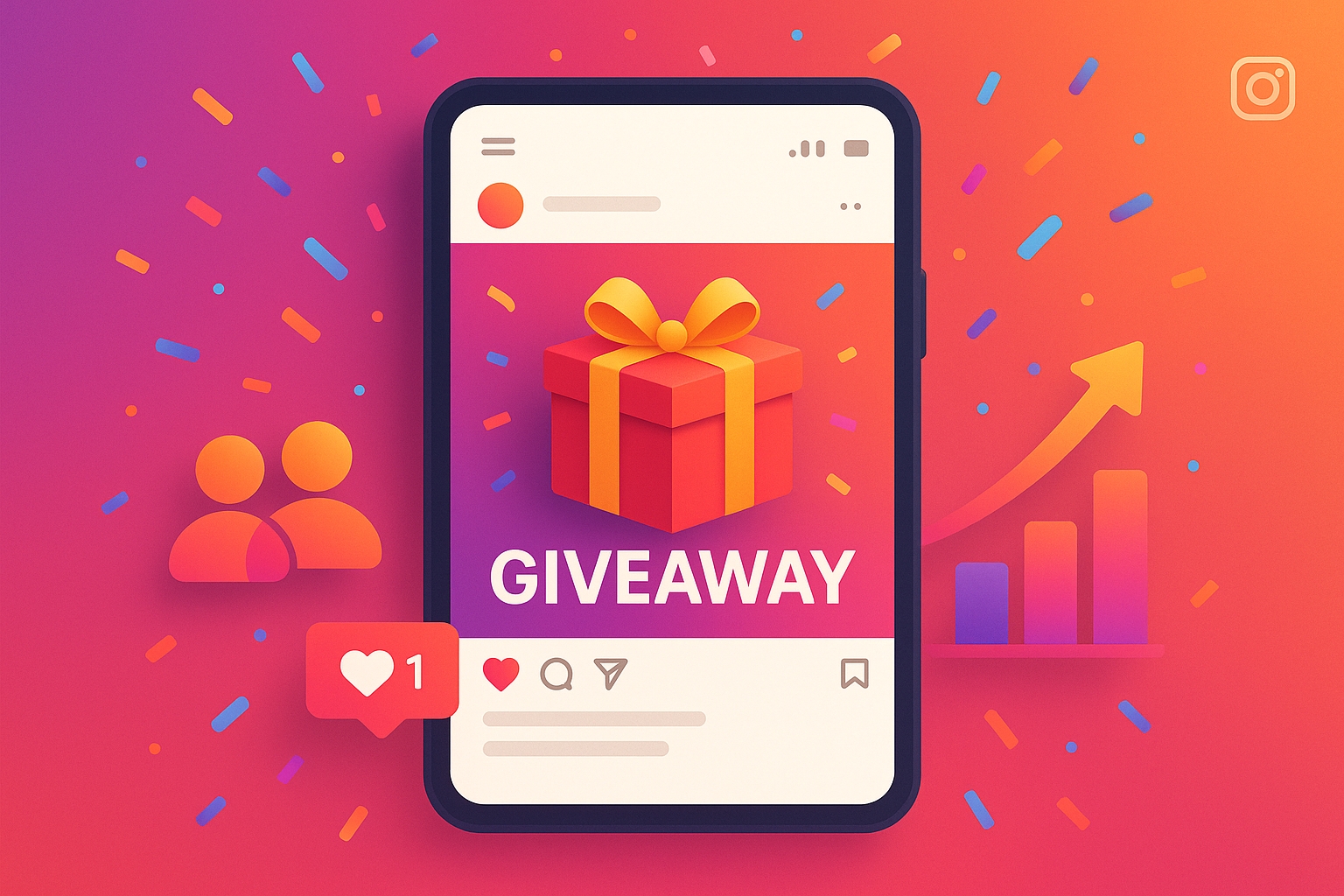 Instagram giveaway growth illustration