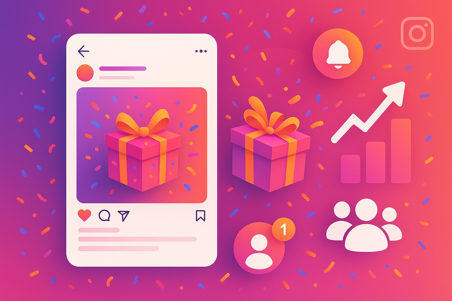 Instagram giveaway growth illustration
