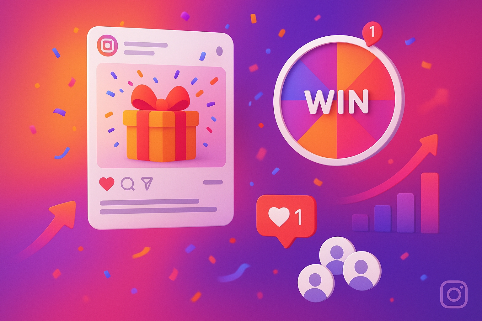 Instagram giveaway growth illustration