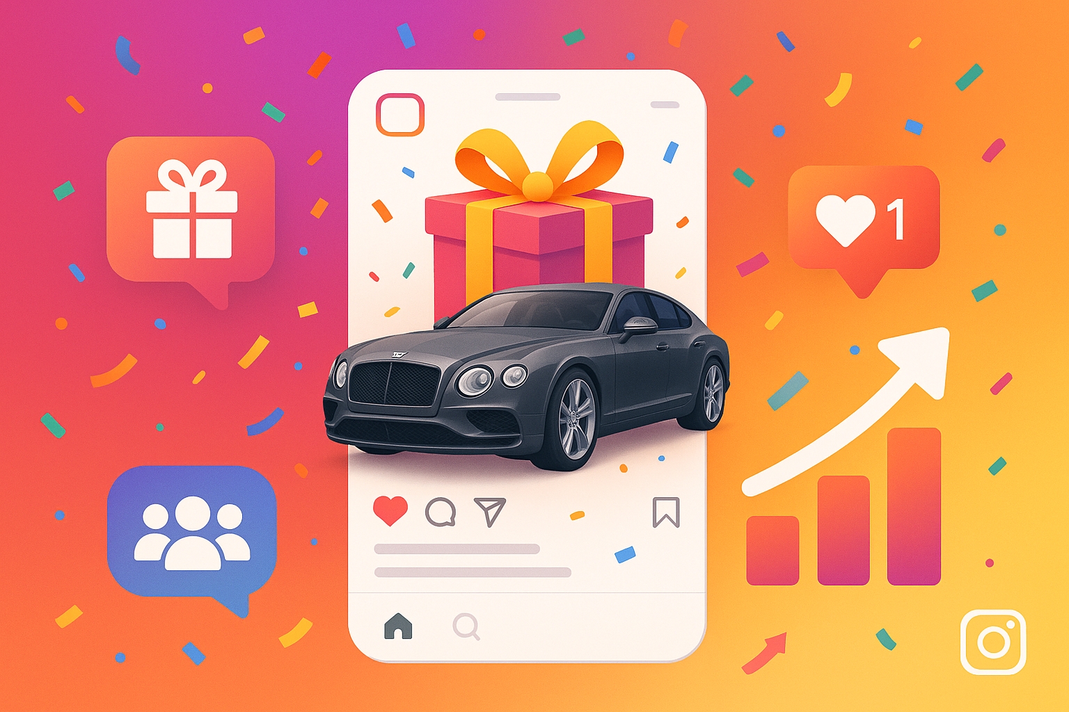 Instagram giveaway growth illustration