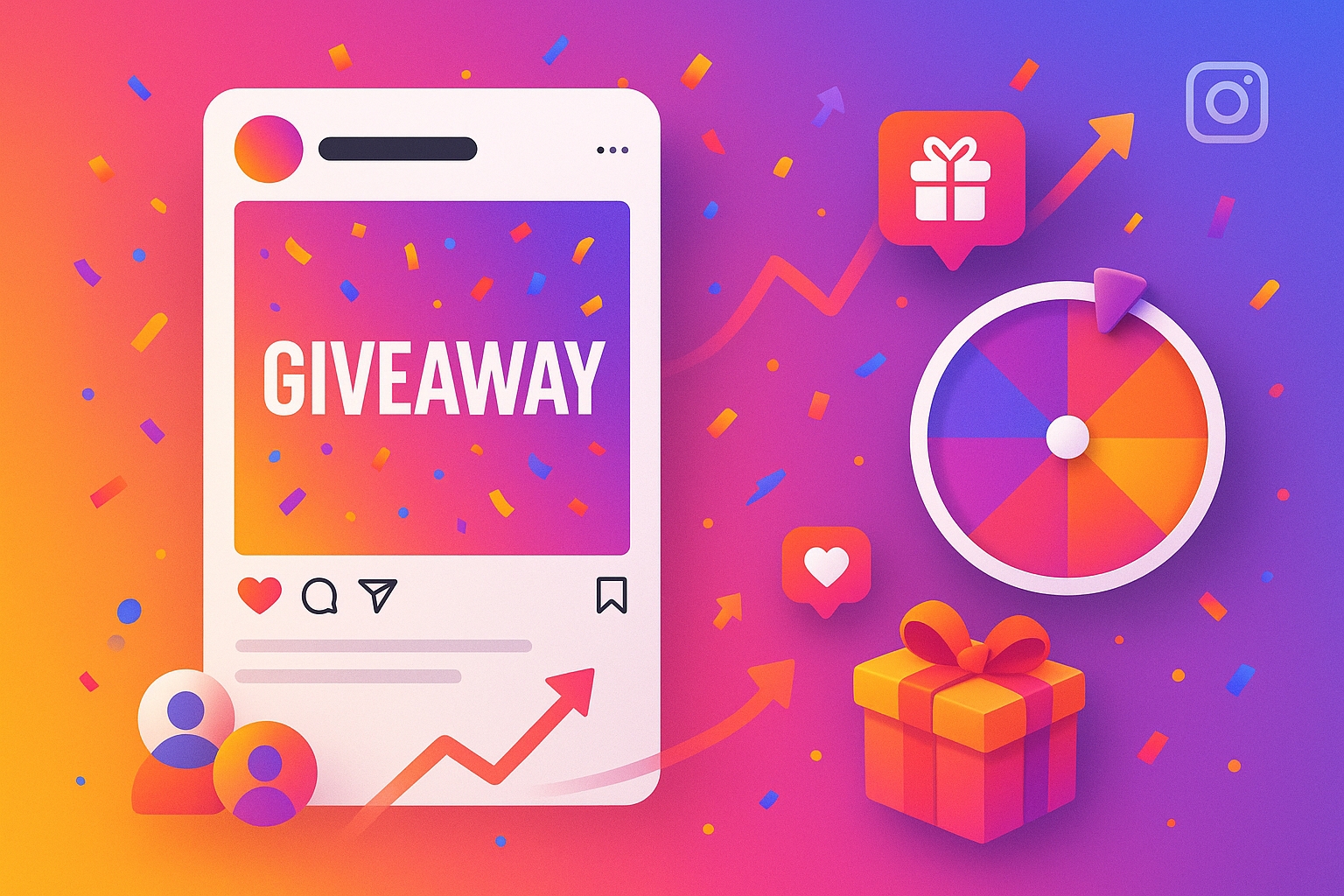 Instagram giveaway growth illustration