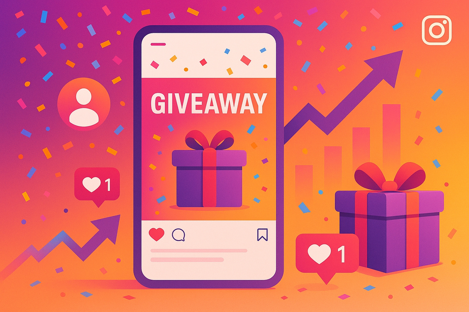Instagram giveaway growth illustration